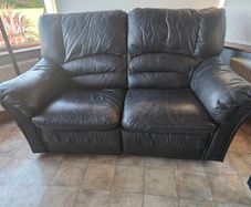 Leather 2 Seator Reclining Couch and 2 Armchairs
