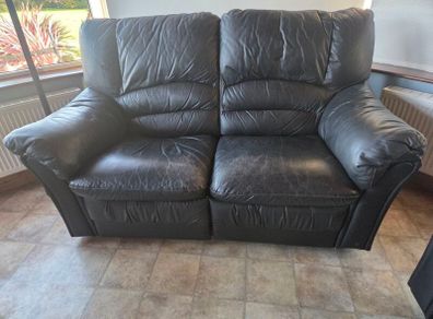 Leather 2 Seator Reclining Couch and 2 Armchairs