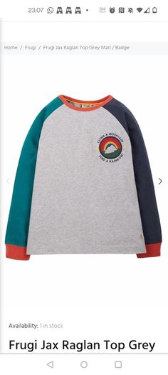 frugi raglan top 7-8y