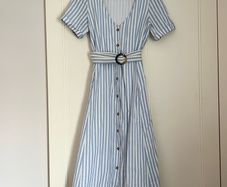 Sezane blue and white stripe dress