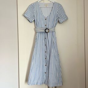 Sezane blue and white stripe dress