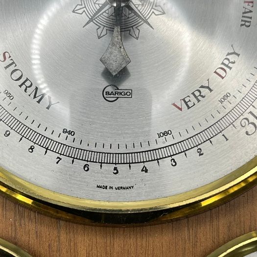 Vintage Barigo Oak Weather Station Hygrometer Barometer Thermometer Germany