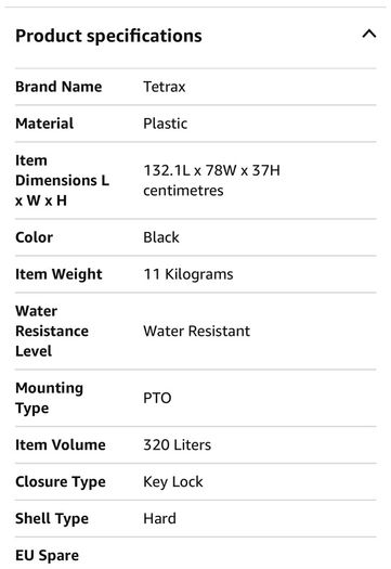 Brand new car roof box: 340 Roof Box, 320L, Black