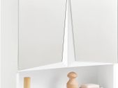 Mirror cabinet modern design  has 2 mirrored doors and an open storage compartment