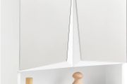 Mirror cabinet modern design  has 2 mirrored doors and an open storage compartment