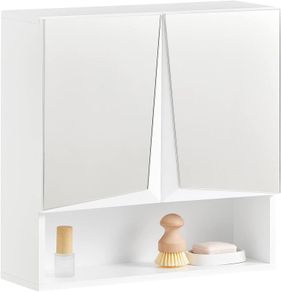 Mirror cabinet modern design  has 2 mirrored doors and an open storage compartment