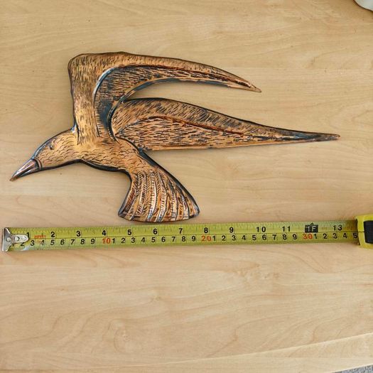 Set of 3 1970s copper flying birds retro kitsch items