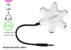 5 port 3.5mm jack headphone Audio splitter adapter with 1pcs 60cm Aux cable