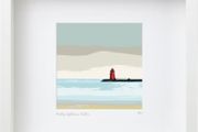 Calming day at Poolbeg Lighthouse, Dublin Bay, framed print by artist Helen Mathews