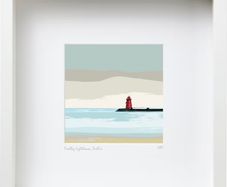 Calming day at Poolbeg Lighthouse, Dublin Bay, framed print by artist Helen Mathews