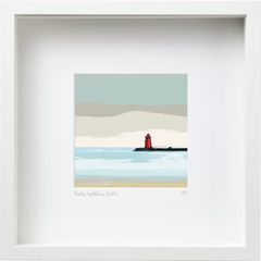 Calming day at Poolbeg Lighthouse, Dublin Bay, framed print by artist Helen Mathews