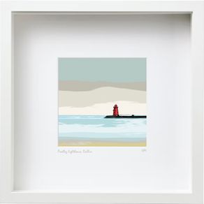 Calming day at Poolbeg Lighthouse, Dublin Bay, framed print by artist Helen Mathews