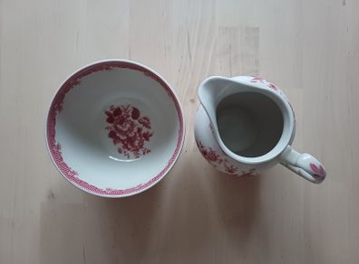 Pink Floral Creamer & Bowl Cuddra Collection by Powell Craft of England