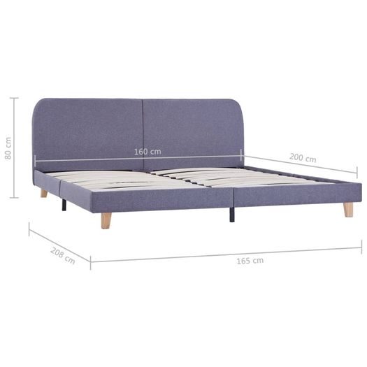 Bed Frame Light Grey Fabric 150x200 cm