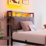 Single LED Lights,Metal Upholstered Platform Bed Frame with Charging Station Image 6
