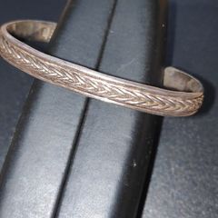 Sterling silver 925 cuff bracelet with braided rope design