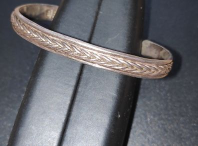 Sterling silver 925 cuff bracelet with braided rope design