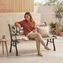 Garden Vida Garden Bench, Rose Style Design 3 Seater Outdoor Furniture Seating Wooden Slats Cast Iron Legs Park Patio Seat Image 2