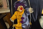 Rare Find: Vintage Porcelain Face Marionette Clown  on a Swing. Puppet