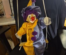 Rare Find: Vintage Porcelain Face Marionette Clown  on a Swing. Puppet