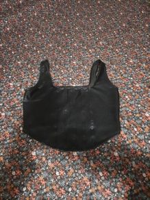 black wetlook top