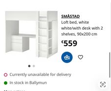 Loft bed / High Sleeper - Ikea Smastad
