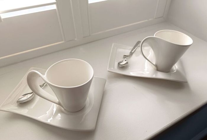 Villeroy & Boch NewWave Caffe Cups 250ml Set of 2 with Spoons