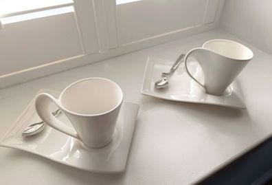 Villeroy & Boch NewWave Caffe Cups 250ml Set of 2 with Spoons