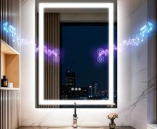 LED Bathroom Mirror with Lights,Bluetooth Dual Speaker,Anti-Fog,3 Color Temperature,Dimmable Brightness,Memory Function,Waterproof,Wall Mount Design,Tempered Glass (3 Light Modes, 50Lx70W CM)