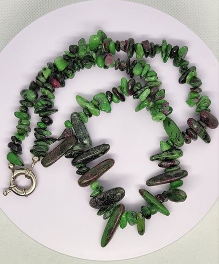 Ruby Zoisite Necklace (Size - 20) in Rhodium Pure Yellow Brass 300.00 ct.