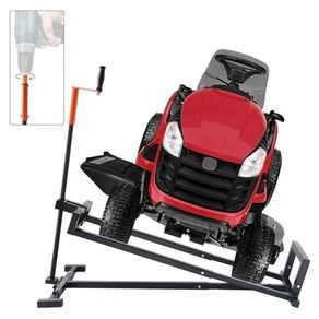 Lawn Mower Lift Jack, 880 Lbs Weight Capacity, Telescopic Maintenance Jack with Crank Handle & Power Tool Handle, Foldable Lawn Tractor Lifter for Lawn Mowers and Garden Tractors, Black