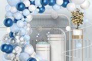 Blue Balloons Garland Arch Kit - 104Pcs Blue White Silver Balloon Arch Kit with Confetti Balloons for Boys Birthday Party, Baby Shower, Wedding, Christening, Graduation, Communion Decorations For Boys