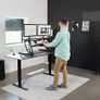 107cm Height Adjustable Stand Up Desk Converter, V Series, Quick Sit to Stand Tabletop Dual Monitor Riser Workstation, Black Image 3