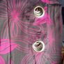 90 x 90 Black and Pink Heavy Curtains.  Ring Top Image 2