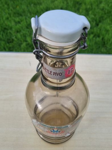 A collectible Czech beer bottle