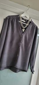 ZARA charcole studded shirt Sz M (Fit 8-10UK)
