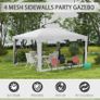 4 m x 3 m Gazebo Party Tent - Outdoor Canopy Garden Sun Shade with Mesh Sidewalls, White Image 5