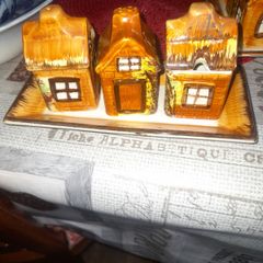 Beautiful Old Price Kensington Cottage Ware Cruet Salt, Pepper Shakers & Mustard Jar - England, Postage Available