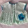 hand made baby girl's sleeveless cardigan 6-9m approx Image 3