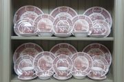 Fabulous Vintage 35 Piece Brown and White Fair Winds, Historical Scenes of Chinese Export to America Dinner Service by Alfred Meakin, Staffordshire