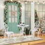 3 Piece Patio Bistro Set for 2, Outdoor Aluminium Garden Table and Chairs with Umbrella Hole for Balcony, White Image 2