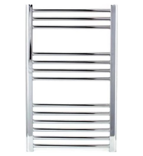 Chrome Straight Heated Towel Rail W400mm x H800mm Flat Central Heating Towel Radiator (FREE POSTAGE)