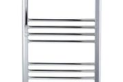Chrome Straight Heated Towel Rail W400mm x H800mm Flat Central Heating Towel Radiator (FREE POSTAGE)