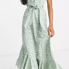 Green strappy midi dress