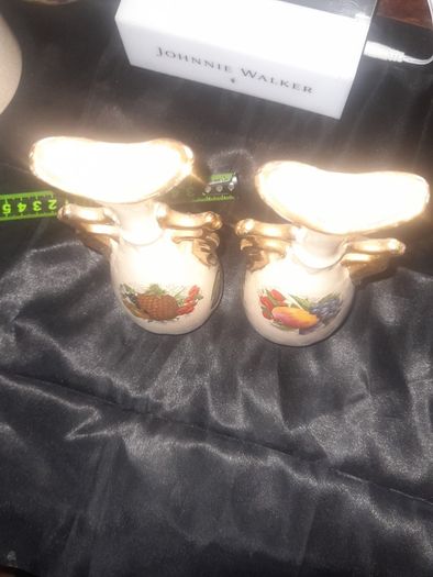 A Beautiful Pair of Old Guilded Staffordshire Single Rose Bud Vases