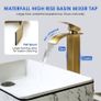 Antique Brass Waterfall Tall Basin Mixer Tap, Single Handle High Rise Bathroom Sink Mixer Tap, Square Monobloc Bathroom Faucet, 304 Stainless Steel Image 2