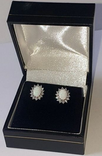 Vintage Hallmarked Silver Opal & Sapphire Clusters