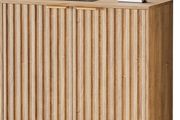 Sideboard, Buffet Storage Cabinet with Fluted Decorating, Sideboard Storage Cabinet with 2 Doors &amp; Adjustable Shelf, Kitchen Cupboard for Living Room, Dining Room, 35 x 77 x 78 cm, Oak