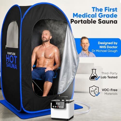 Portable Sauna Steam Pop-Up Tent 1000W 2.6 Litre Generator 2X Protective Floor Mats