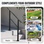 Outdoor Handrails for Steps, 2-3 Step Stair Rail Kit, Black Square Tube with Horizontal Bar, Carbon Steel Support Rails for Seniors, Concrete & Deck Stairs, Easy Installation Image 6